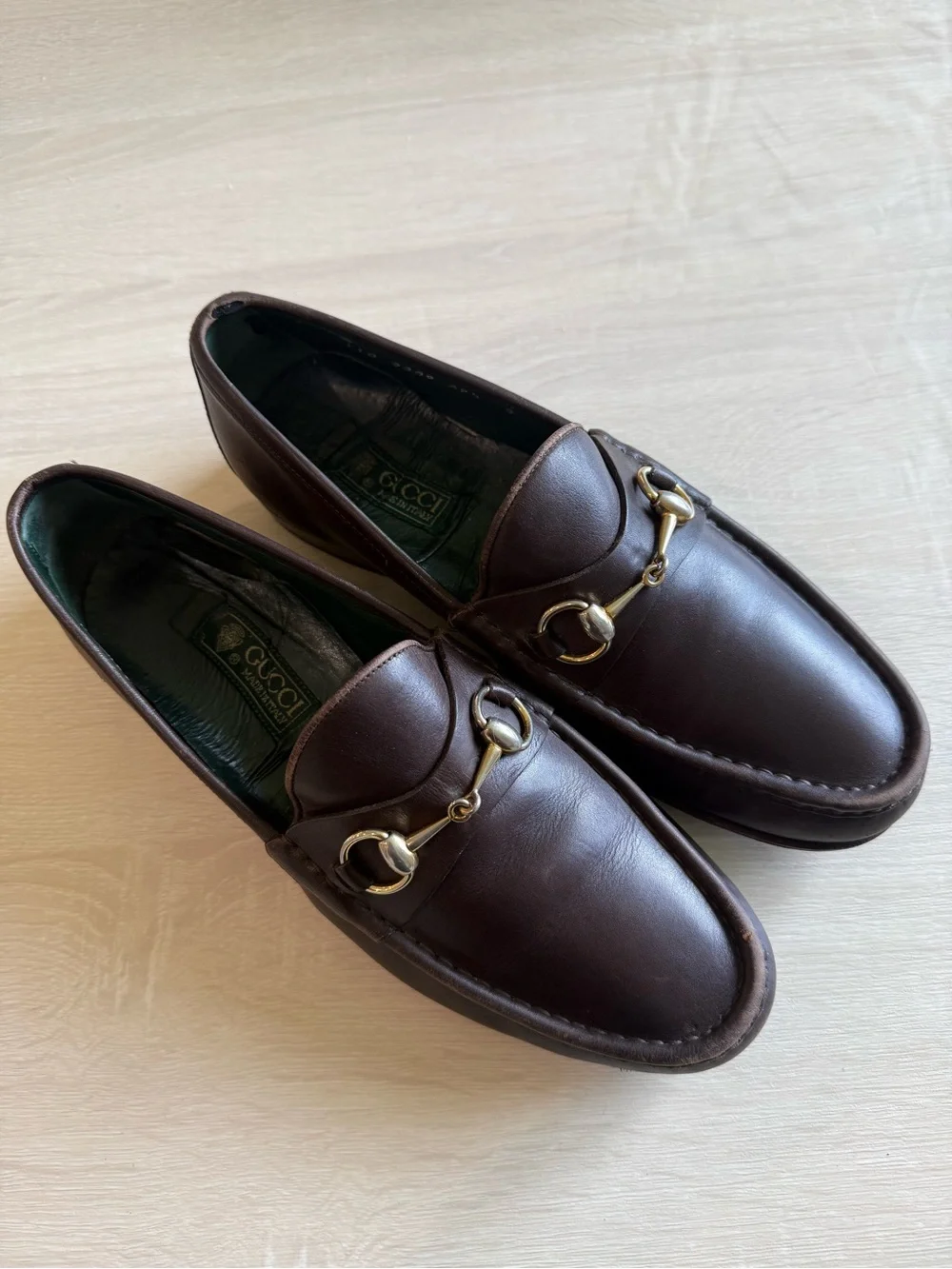 Vintage Gucci Horsebit Loafers Brown Leather Men’s EU 42.5 Moc Toe Italy